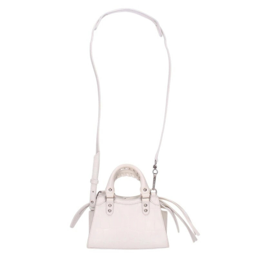 Balenciaga Neo City Embossed Leather Shoulder Bag White - Picture 2 of 5